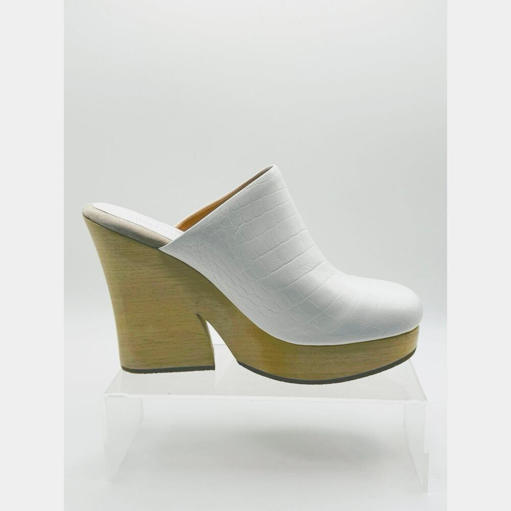 Rachel Comey Toman Clog White Embossed Leather Mules Slip On Size 6